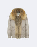 BEATRICE | Vicuña Puffer Jacket with Fox Fur Collar and Lapels