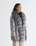 AURORA | Vicuña Long Down Jacket with Fox Fur Collar and Lapels