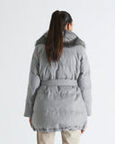 AURORA | Vicuña Long Down Jacket with Fox Fur Collar and Lapels