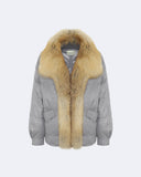 BEATRICE | Vicuña Puffer Jacket with Fox Fur Collar and Lapels