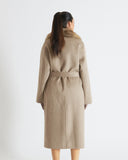ELLA | Cashmere Long Coat with natural marten collar