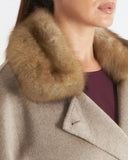 ELLA | Cashmere Long Coat with natural marten collar