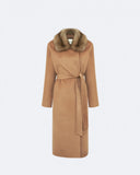 ELLA | Cashmere Long Coat with natural marten collar