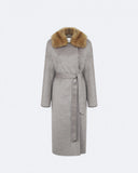 ELLA | Cashmere Long Coat with natural marten collar