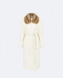 ELLA | Cashmere Long Coat with natural marten collar
