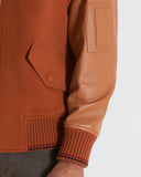 HERON | Wool and Cashmere Bomber with Leather Sleeves and Details