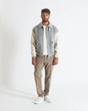 HERON | Wool and Cashmere Bomber with Leather Sleeves and Details