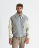 HERON | Wool and Cashmere Bomber with Leather Sleeves and Details