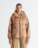 LARA | Vicuña Puffer Jacket with Hood, Knit Trim and Mink Collar