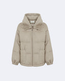 LARA | Vicuña Puffer Jacket with Hood, Knit Trim and Mink Collar