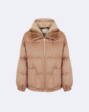 LARA | Vicuña Puffer Jacket with Hood, Knit Trim and Mink Collar