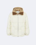 LARA | Vicuña Puffer Jacket with Hood, Knit Trim and Mink Collar