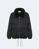 SERENA | Puffer Jacket with Mink Collar and Wool Trim
