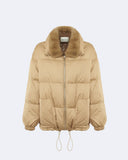 SERENA | Puffer Jacket with Mink Collar and Wool Trim