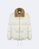 SERENA | Puffer Jacket with Mink Collar and Wool Trim