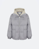 LARA | Vicuña Puffer Jacket with Hood, Knit Trim and Mink Collar